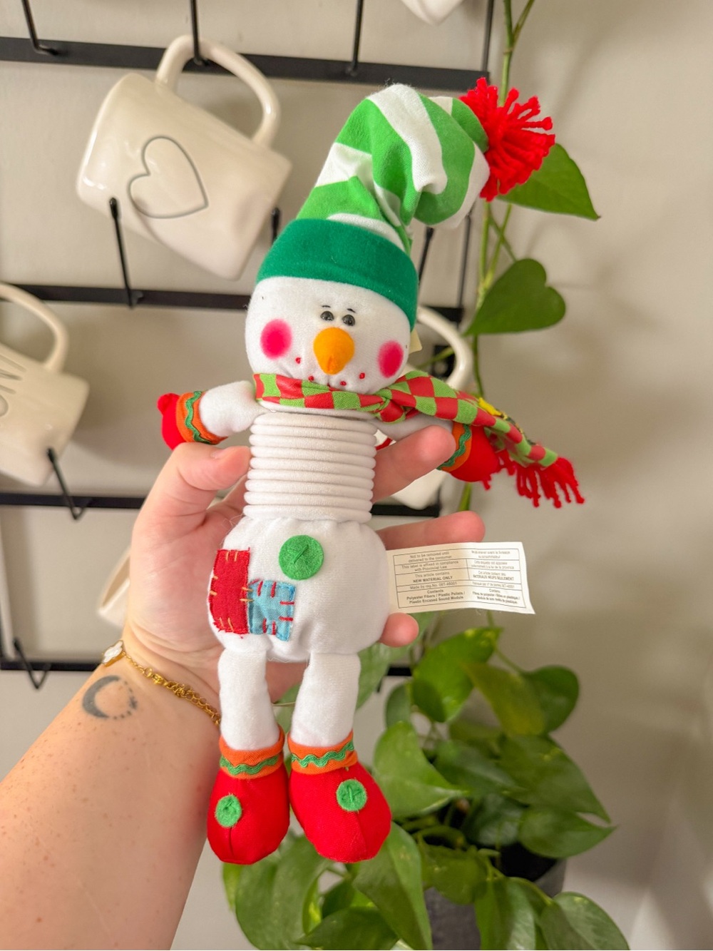 Hanging Plush Snowman Christmas Decoration Small White Red Green
